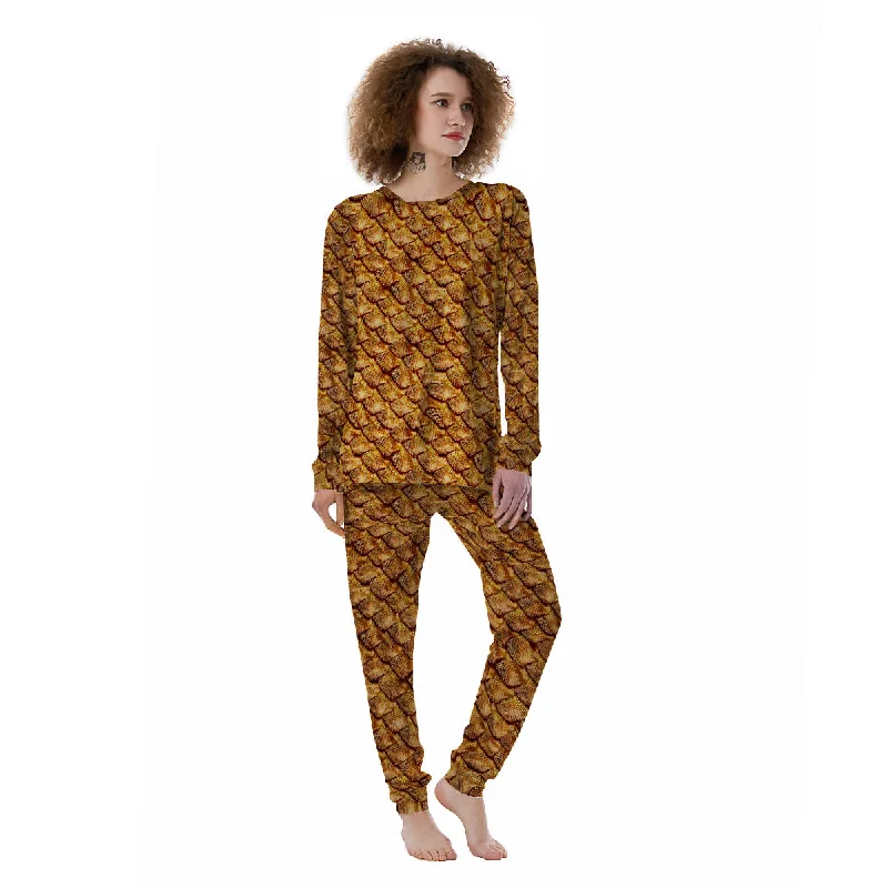 Gold Dragons Skin 3D Print Pattern Women's Pajamas Winter pajama sets