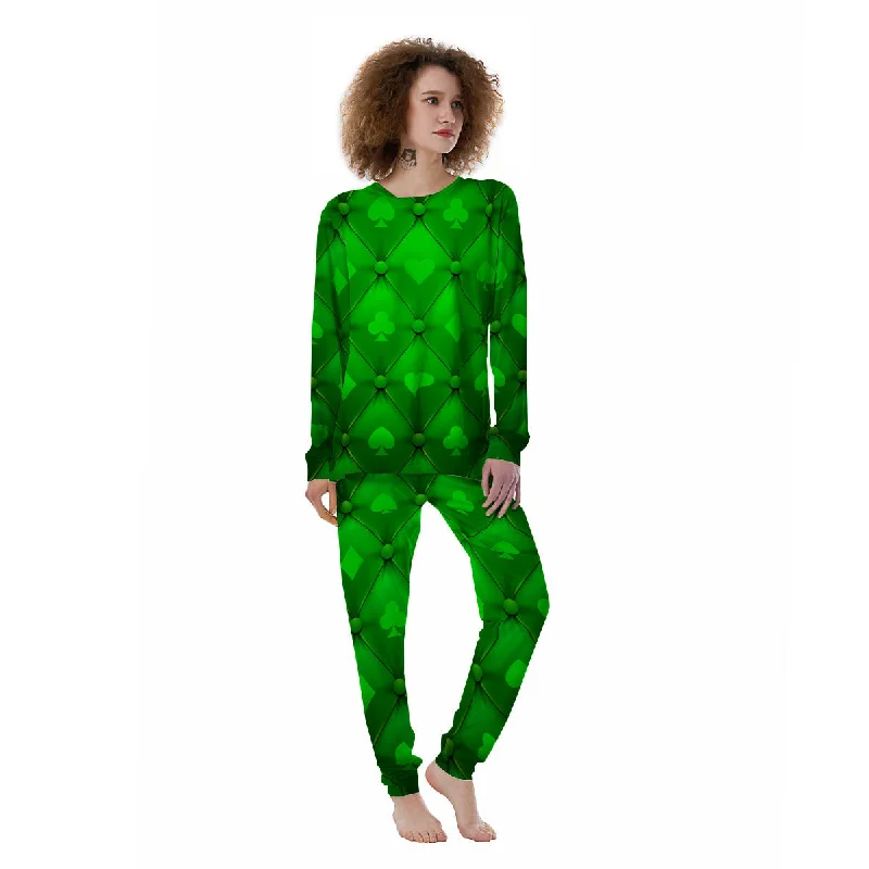 Green Casino Print Pattern Women's Pajamas Calvin Klein pajama sets