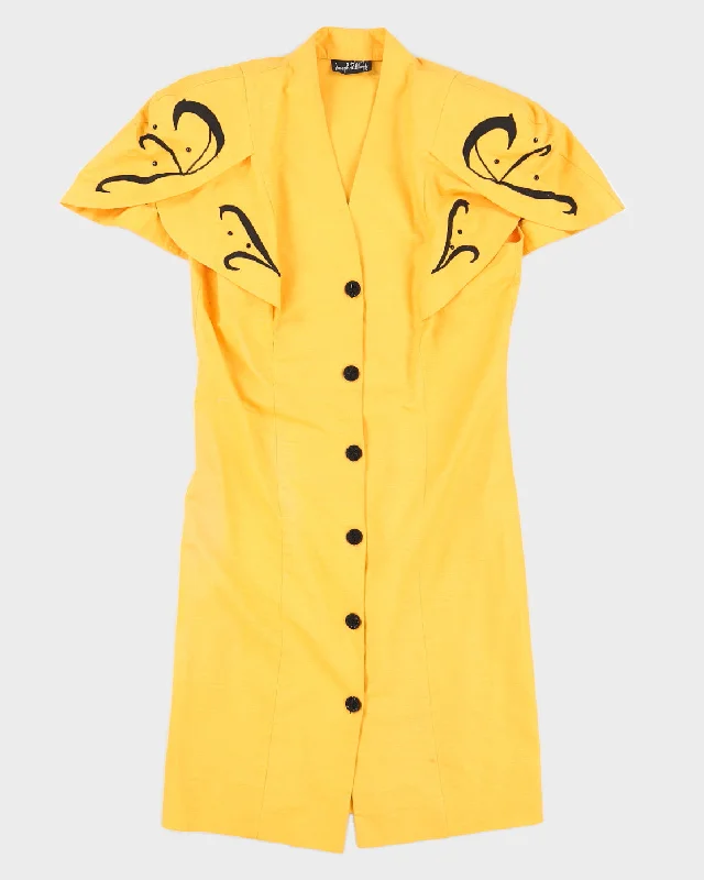 Joseph Ribkoff Yellow Applique Dress - M Nursing pajama sets