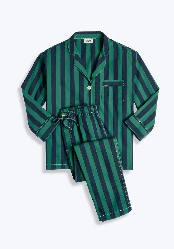 Marina Pajama Set in Green Cabana Stripe Knitted pajama sets