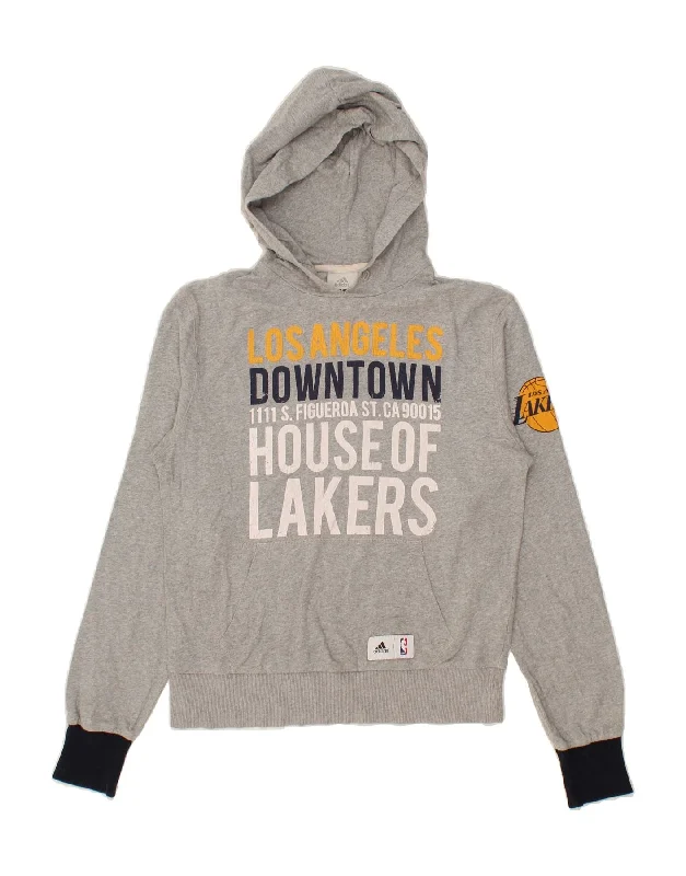 ADIDAS Womens Los Angeles Lakers Graphic Hoodie Jumper UK 10 Small Grey Crewneck sweaters