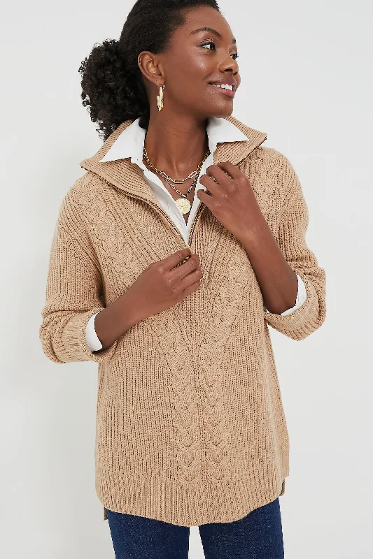 Camel Quarter Zip Estella Sweater Chunky knit sweaters