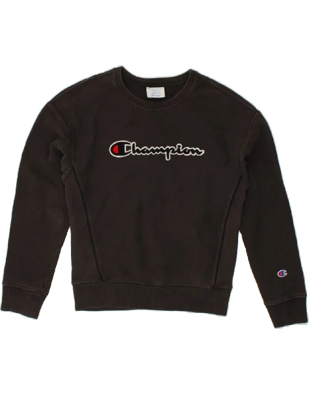 CHAMPION Womens Oversized Graphic Sweatshirt Jumper UK 10 Small Black Vintage sweaters