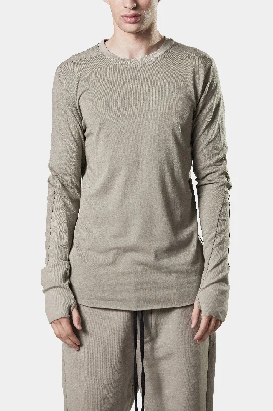 Contrast long sleeve t-shirt, Beige Anti-pilling sweaters