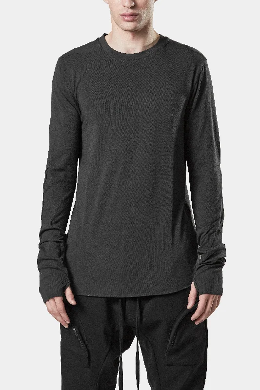 Contrast long sleeve t-shirt, Grey Softest cashmere sweaters