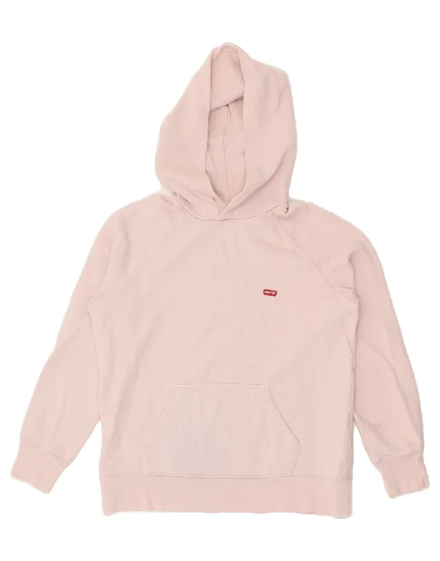 LEVI'S Womens Oversized Hoodie Jumper UK 2 2XS Pink Cotton Women's fashion sweaters sale