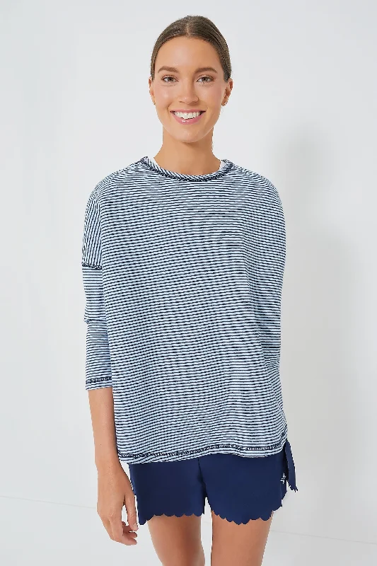 Reversible Heathered Blue Ally Swing Sweatshirt Cropped sweaters