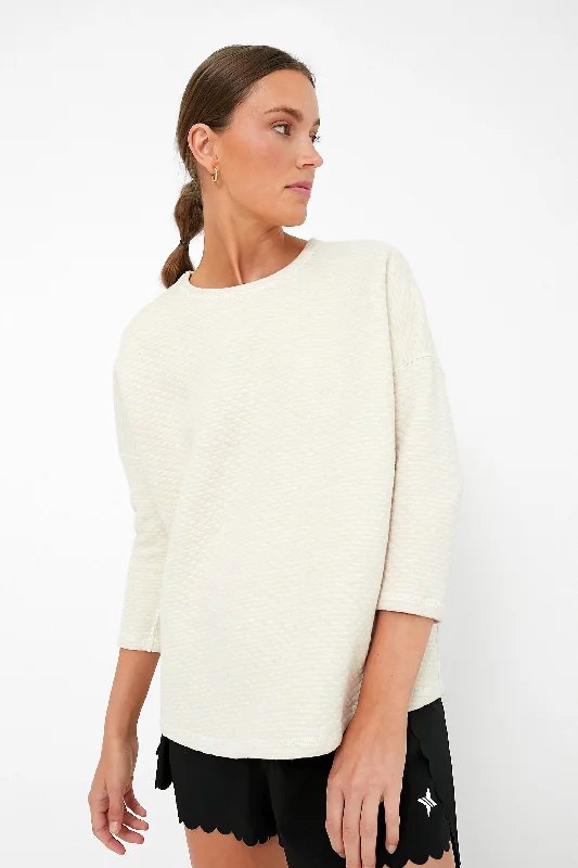 Reversible Heathered Ivory Ally Swing Sweatshirt Best sweaters for hiking