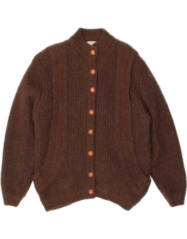 VINTAGE Womens Cardigan Sweater UK 14 Medium Brown Acrylic Kids' sweaters