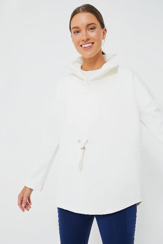 White Cinched Natalie Quarter Zip Travel sweaters