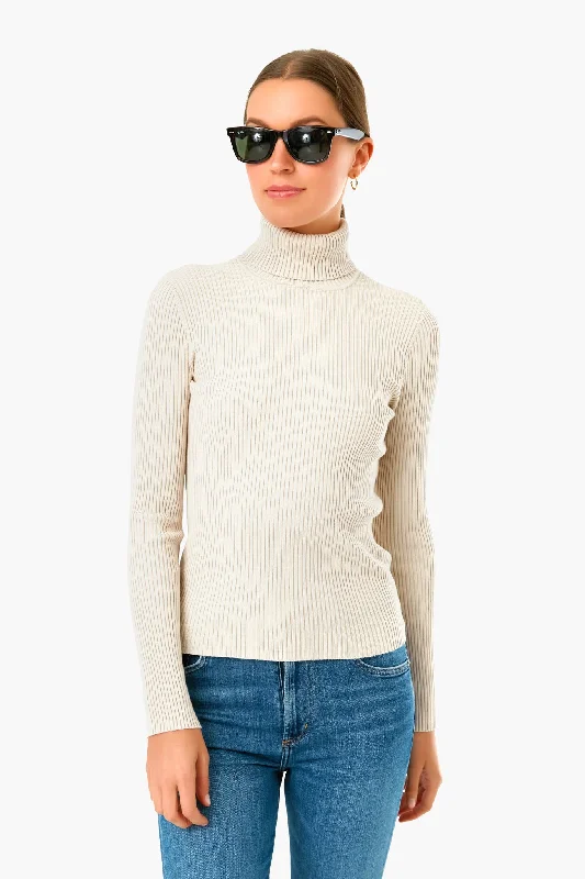 Winter White Sonia Ribbed Turtleneck Premium sweaters