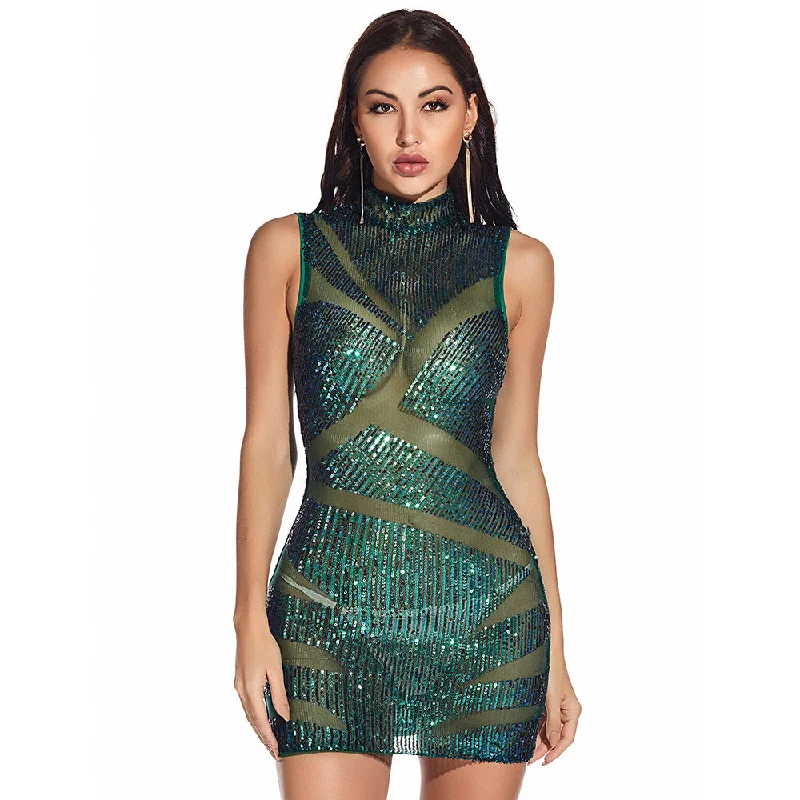 New Formal Sequin Stand Collar Mini Dress H&M mini dresses