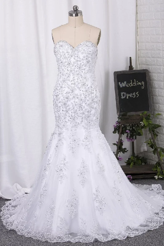 2024 Sweetheart Mermaid/Trumpet Wedding Dresses Court Train With Beads Classic Bridal Gown