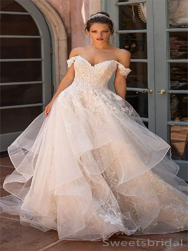 Elegant Sweetheart Off-shoulder A-line Long Wedding Dresses, WG215 Luxury Wedding Dress