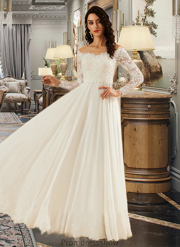 Jessica A-Line Off-the-Shoulder Sweep Train Wedding Dress With Lace STKP0013734 Ball Gown Wedding