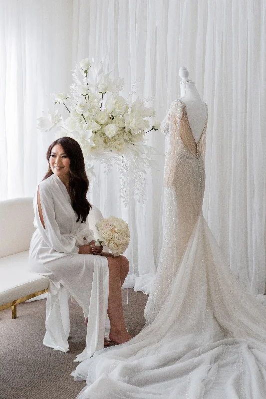 Olivia Long Open Puff Slit Sleeve Robe Beautiful Bridal Gown