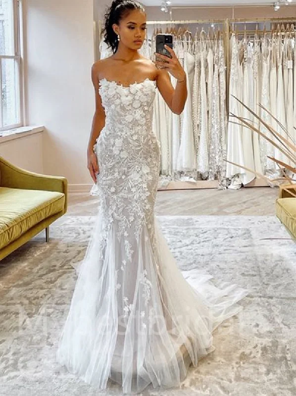 Sexy Sweetheart Mermaid Lace appique Wedding Dresses, WDY0236 Mermaid Style Gown