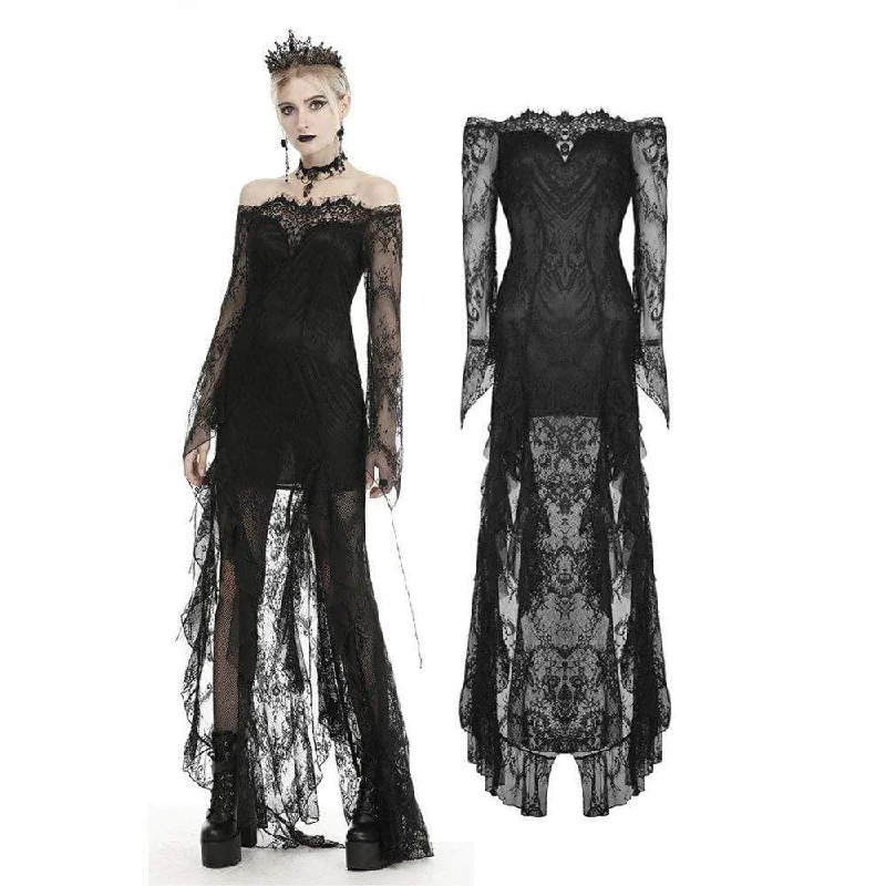 Women's Gothic Off-shoulder Lace Wedding Dresses Lace Sleeveless Dress