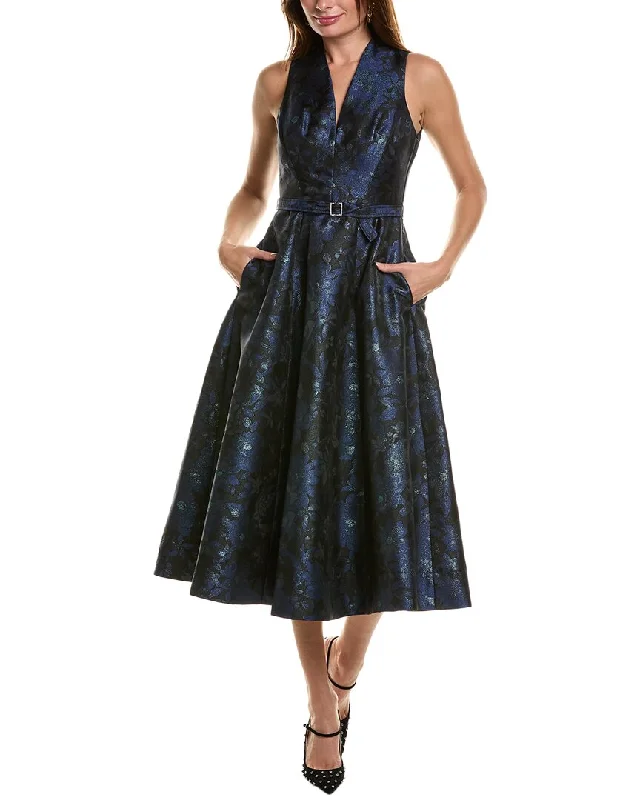 Taylor Metallic Jacquard Taffeta Printed Midi Dress Satin midi dresses