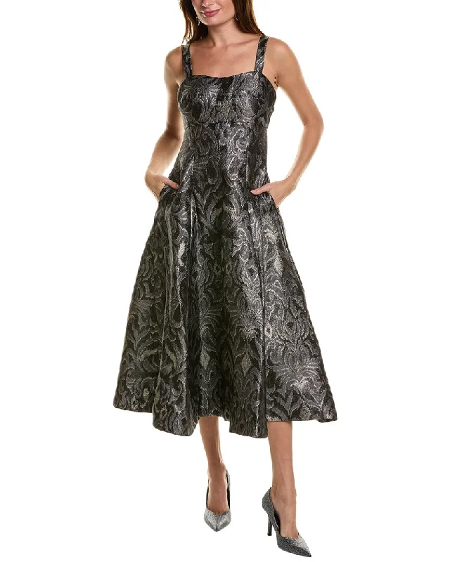 Taylor Metallic Jacquard Taffeta Printed Midi Dress Ruffled midi dresses