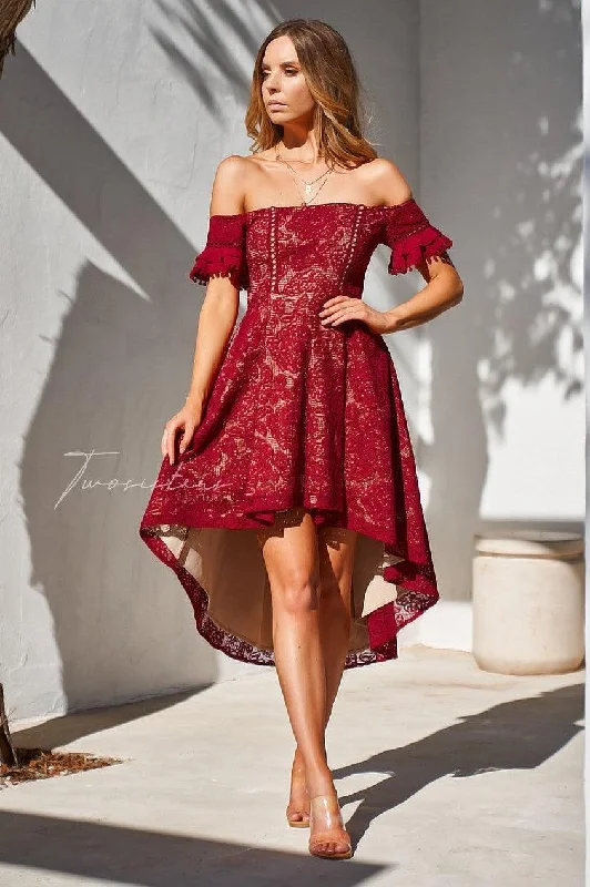 Megan Dress - Red Trendy midi dresses under $50