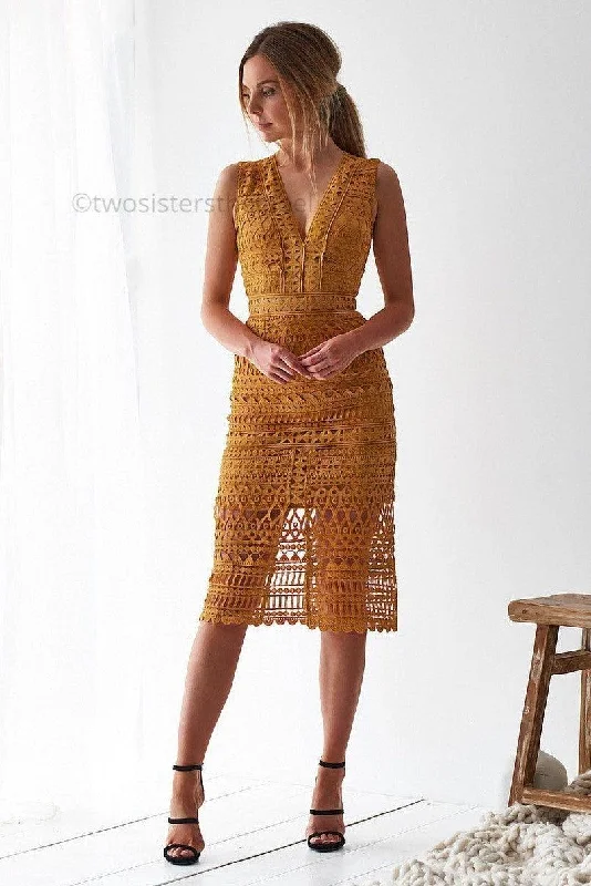 Scarlett Dress - Mustard Chic midi dresses