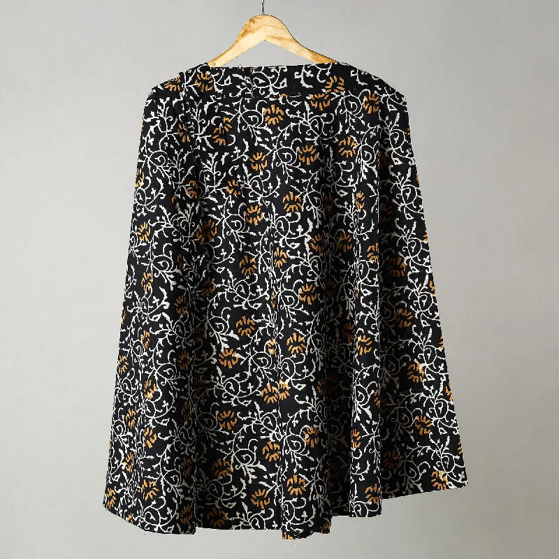 Black - Sanganeri Block Printed Cotton Wrap Around Skirt Beach unclassified skirts