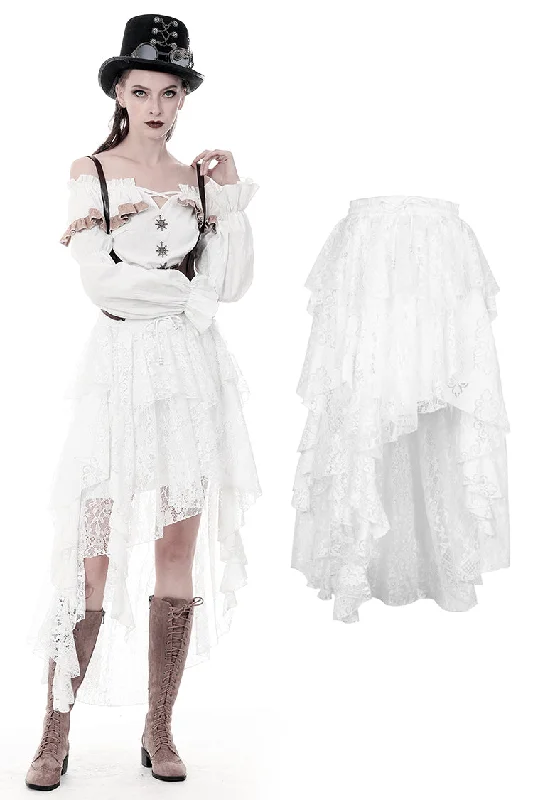 Punk Whiteite irregular lace cocktail skirt KW159 Striped unclassified skirts