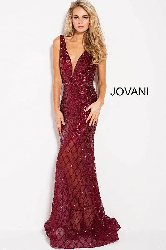 Jovani 59186 Lattice Beadwork Long Prom Dress Denim maxi dresses