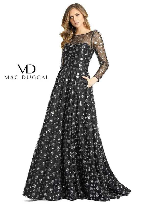 Mac Duggal 12360 Long Sleeve Formal Dress Sequin maxi dresses