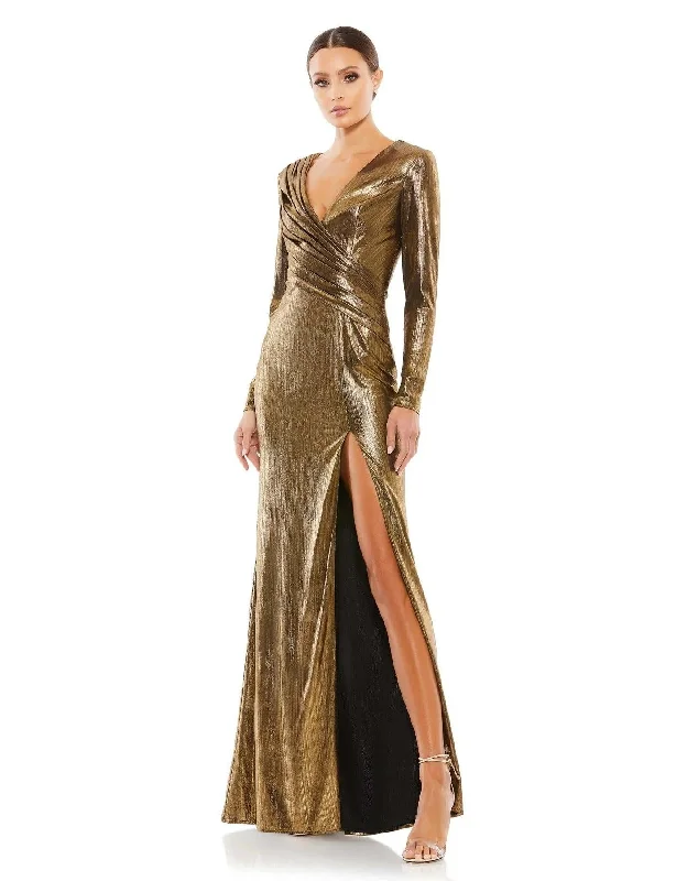 Mac Duggal 26684 Long Sleeve Formal Metallic Dress Fashion Nova maxi dresses