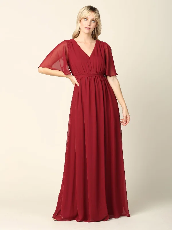 Mother of the Bride Flutter Sleeve Long Dress Sale Best maxi dresses for tall women