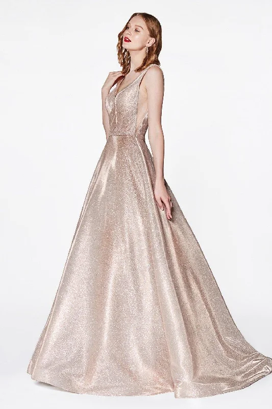 Cinderella Divine CB0029 Prom Long Champagne Glitter Dress Urban Outfitters maxi dresses