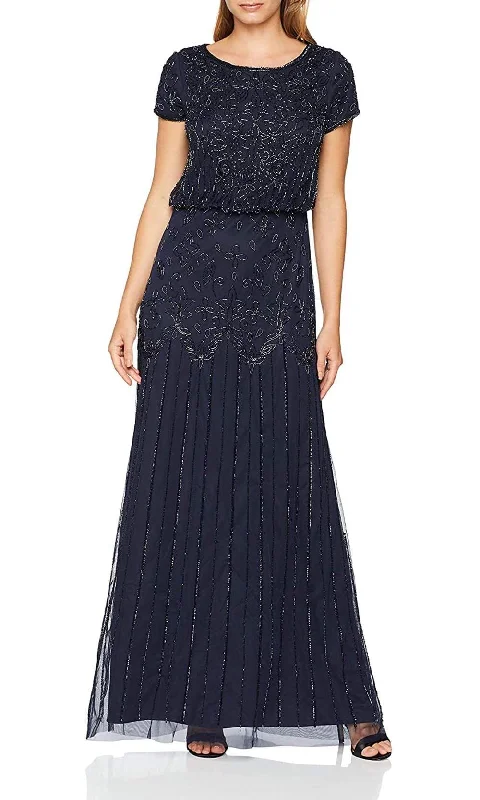 Adrianna Papell - 191906600 Embellished Mesh Blouson Evening Dress Best party dresses for dancing