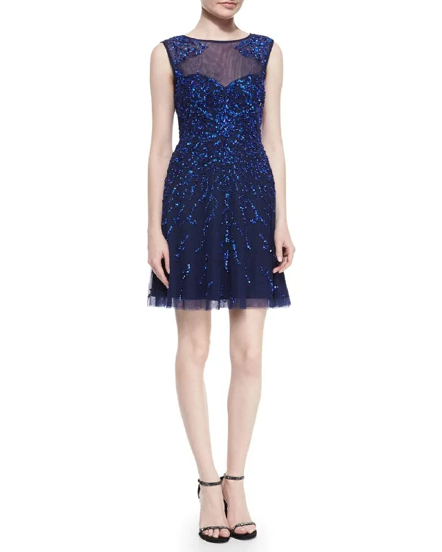 Adrianna Papell - 54465630 Illusion Jewel Sequined Mesh Cocktail Dress Sexy party dresses