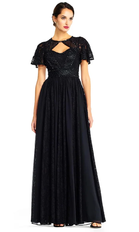 Aidan Mattox - MD1E204601 Embellished Lace A-Line Gown Knitted party dresses