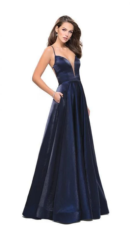 La Femme - 25670 Sleeveless Plunging Sweetheart Satin Gown Men's party outfits