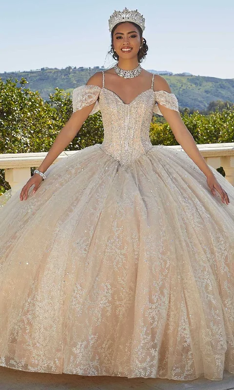 Vizcaya by Mori Lee 89430 - V-Neck Rhinestone Accented Ballgown Engagement party dresses