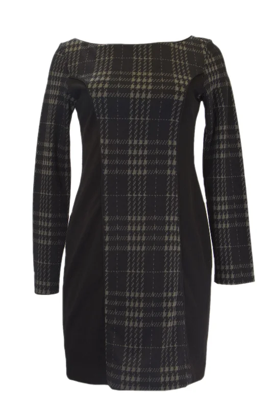 ANALILI Women's Black Glen Plaid Colorblock Sheath Dress 1051R14 $195 NWT Silk unclassified dresses