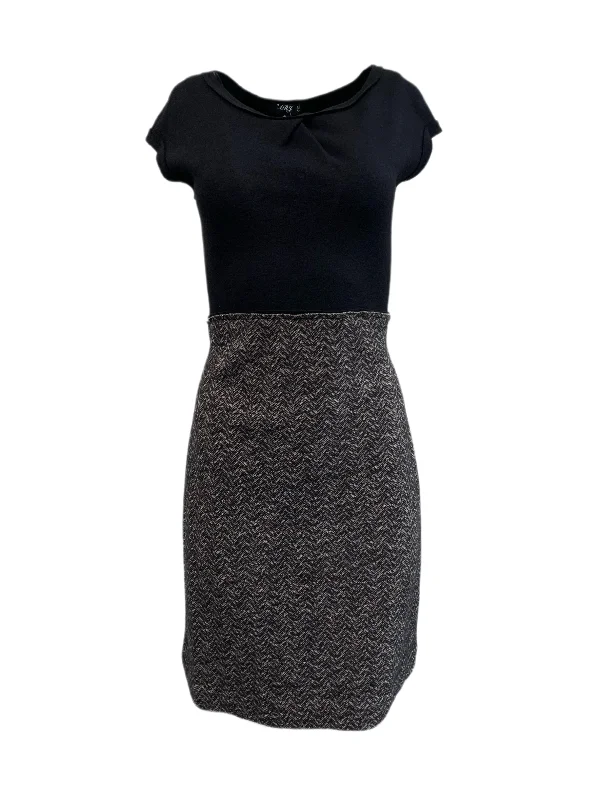 ARJ Women's Black/Brown Wool Dress w/ Waistband 507 IT Sz 42 $293 NEW Corset unclassified dresses