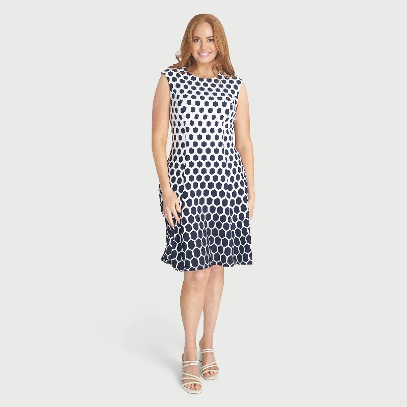 Becca Navy Polka Dot A-Line Dress Ruffled unclassified dresses