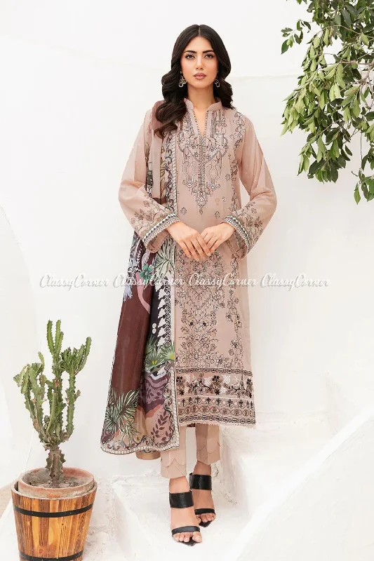 Beige Pink Lawn Salwar Kmaeez Winter unclassified dresses