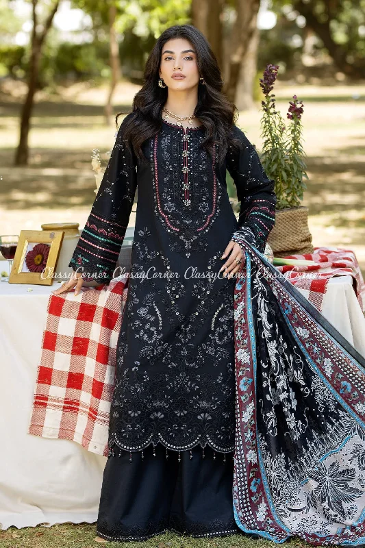 Black Embroidered Lawn Salwar Kameez Spring unclassified dresses