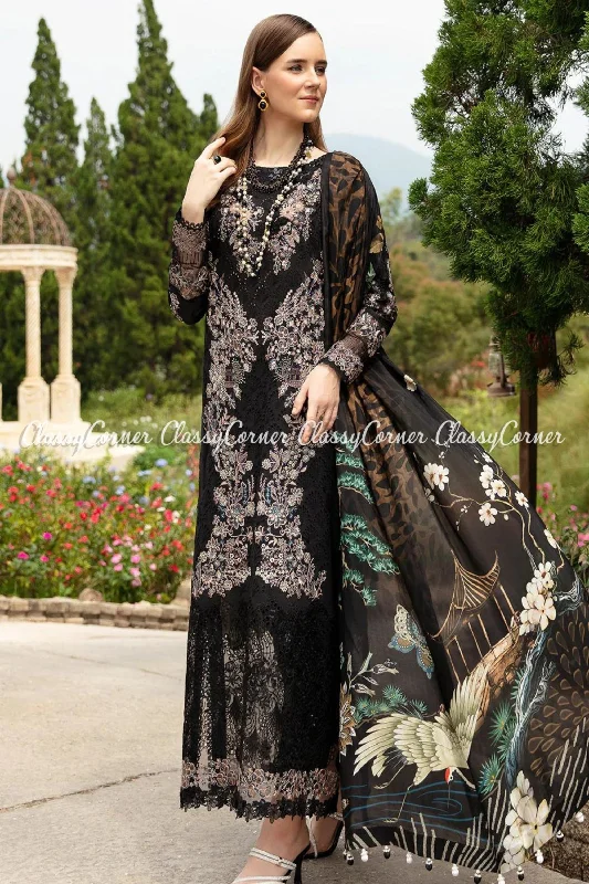 Black Lawn Embroidered Salwar Kameez Plus size unclassified dresses