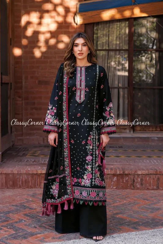 Black Lawn Formal Salwar Kameez Color block unclassified dresses