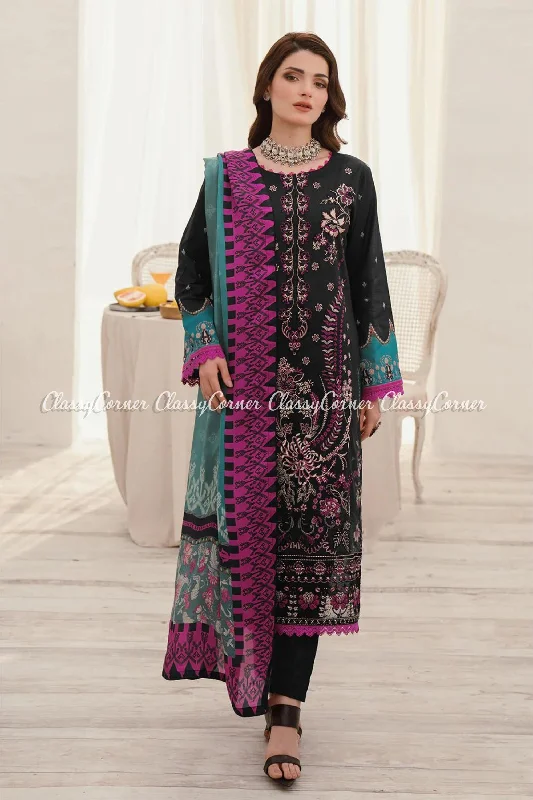 Black Lawn Pakistani 3PC Suit Bodycon unclassified dresses