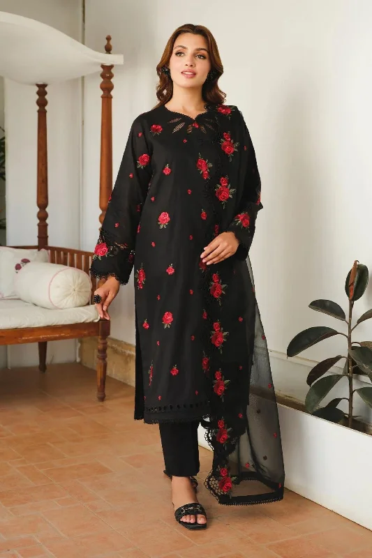 Black Red Embroidered Lawn Suit Summer unclassified dresses