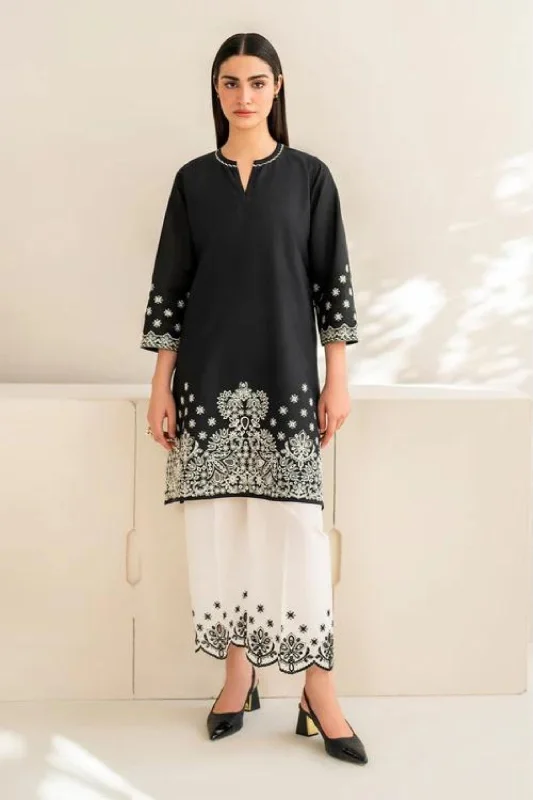 Black White Lawn Readymade Suit Bright color unclassified dresses