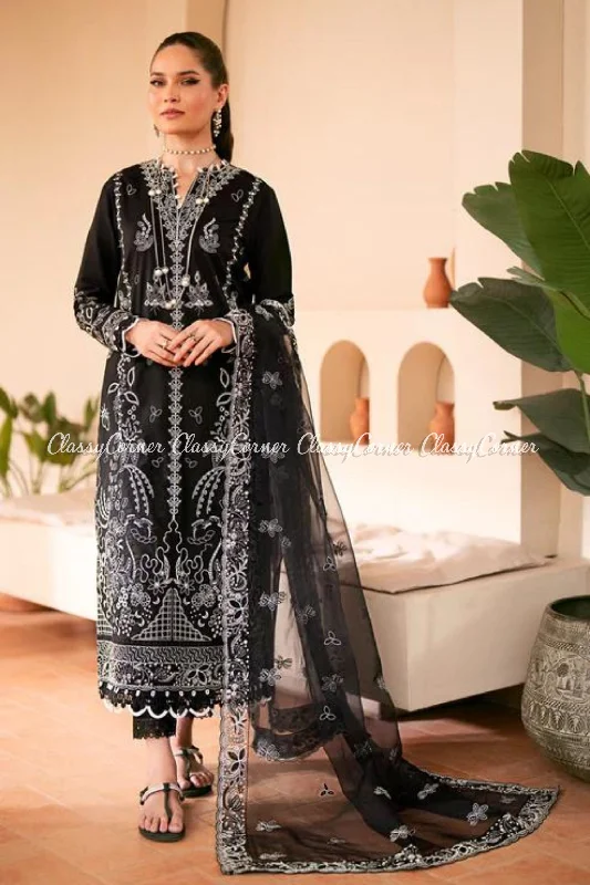 Black White Lawn Readymade Suit Stretchy unclassified dresses