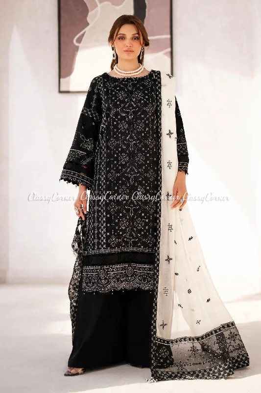 Black White Lawn Salwar Kameez Striped unclassified dresses